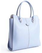 Tod's Sky Blue Logo Stamp Top Handle Large Tote - Lyst
