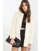 Forever 21 Collarless Faux Fur Jacket - Lyst