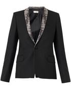 Saint Laurent Python-Print-Collar Wool Blazer - Lyst