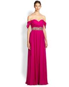 Notte By Marchesa Off-The-Shoulder Silk Chiffon Gown - Lyst