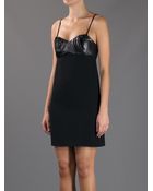 Saint Laurent Dress With Leather Bustier - Lyst