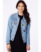 Missguided Ezlyn Vintage Boyfriend Fit Patchwork Denim Jacket - Lyst