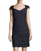 Theia Petal Embellished Cap-sleeve Cocktail Dress - Lyst