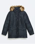 Zara Hooded Three Quarter Length Coat - Lyst