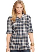 Lauren by Ralph Lauren Plaid Cotton Shirt - Lyst