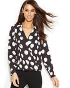 Inc International Concepts Polka-Dot Surplice Blouse - Lyst