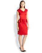 St. John Shimmer Milano Knit Peplum Dress - Lyst