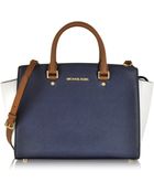 Michael Kors Large Selma Topzip Tricolor Satchel - Lyst