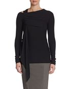 Donna Karan New York Drapeddetail Jersey Top - Lyst