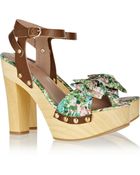 RED Valentino Printed Faille And Leather Sandals - Lyst