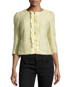 RED Valentino Ruffled Tweed Boxy Jacket - Lyst