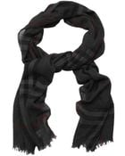 Burberry Charcoal Crinkled Giant Check Cashmere Scarf - Lyst