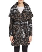 T Tahari Leopard Print Wrap Coat - Lyst