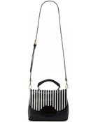 Lulu Guinness Stripe Smooth Leather Small Izzy Satchel - Lyst