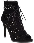 Stuart Weitzman Cagey Lace-Up Boot Black Suede - Lyst