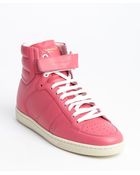 Saint Laurent Pink Leather High Top Sneakers - Lyst