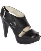 MICHAEL Michael Kors Carla Leather Platform Sandal Heels - Lyst