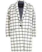 River Island Cream Wool-Blend Check Oversized Coat - Lyst