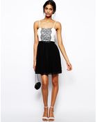Asos Skater Dress With Lace Panels - Lyst