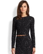 Parker Luna Metallic Jacquard Cropped Top - Lyst