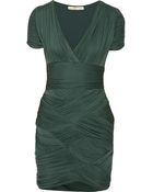 Halston Heritage Ruched Jersey Mini Dress - Lyst