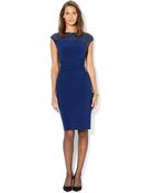 Lauren Ralph Lauren Cap-Sleeve Sequined Illusion Dress - Lyst