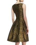 Oscar de la Renta Pleated A-Line Brocade Dress - Lyst