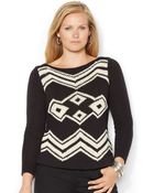 Lauren by Ralph Lauren Cotton-Blend Boatneck Sweater - Lyst
