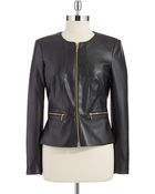 Calvin Klein Peplum Faux Leather Jacket - Lyst