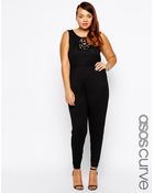 Asos Curve Jumpsuit With Baroque Lace Trim - Lyst