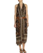Donna Karan New York Wrap-Effect Printed Stretch-Silk Chiffon Dress - Lyst