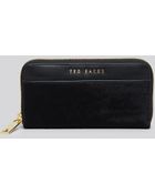 Ted Baker Wallet Leather Continental Zip with Haircalf - Lyst