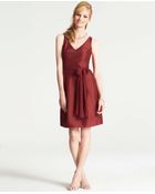 Ann Taylor Silk Dupioni V-Neck Dress - Lyst