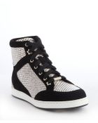 Jimmy Choo Black And White Snake Embossed And Suede Hi-Top Sneakers - Lyst