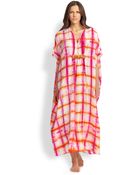 Josie Natori Plaid Tie Dye Caftan - Lyst