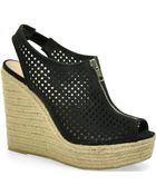 Steve Madden Olivvia - Perforated Suede Wedge Sandal - Lyst