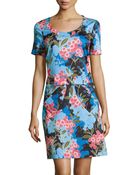 Love Moschino Short-Sleeve Floral-Print Dress - Lyst