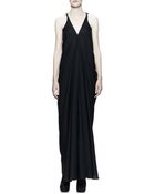 Rick Owens Aurora Plungingv Gown Dress Black - Lyst