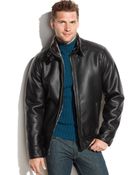 Calvin Klein Faux Leather Faux-Shearling-Lined Moto Jacket - Lyst