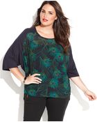 Michael Kors Michael Plus Size Printed Dolman-Sleeve Top - Lyst