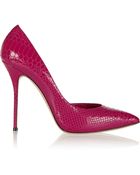 Casadei Snake-Effect Patent-Leather Pumps - Lyst