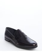Prada Dark Chestnut Leather Penny Loafers - Lyst