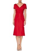 Zac Posen Short-Sleeve Silk Duchesse Dress - Lyst