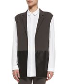 Lafayette 148 New York Faux-leather Panel Vest - Lyst
