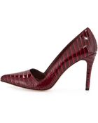 Alice + Olivia Dina Croc-Embossed Patent Pump - Lyst