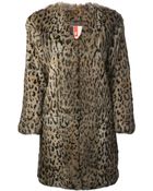 MSGM Leopard Print Fur Coat - Lyst