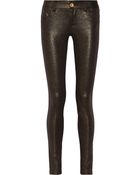 Alice + Olivia Metallic Stretch-Jersey Skinny Pants - Lyst