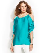 Michael Kors Cold Shoulder Hardware Blouse - Lyst