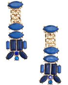 Kenneth Jay Lane Lapis And Gold Drop Earring - Lyst