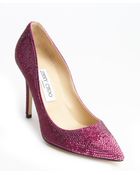 Jimmy Choo Pink Suede Crystal Studded 'Tania' Pumps - Lyst